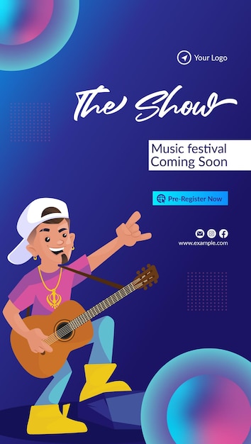 The show music festival portrait template design