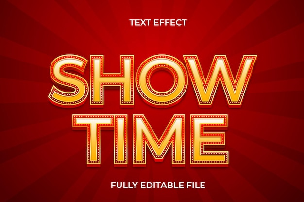 Mostra il tempo effetto di testo editabile vettoriale design elegante 3d