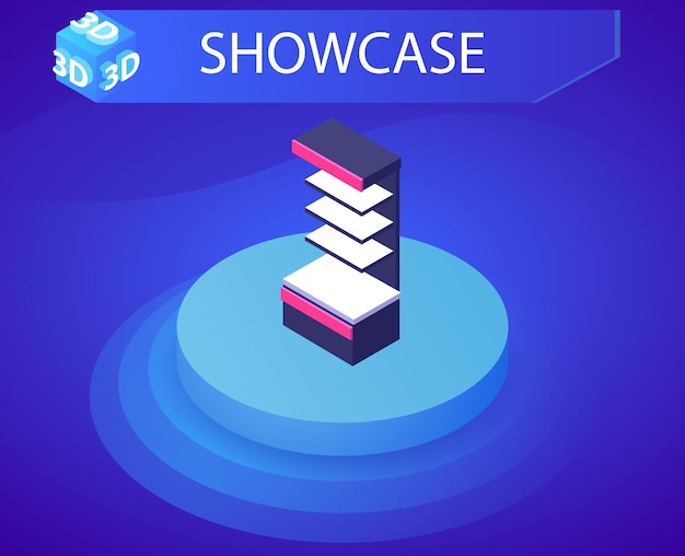 Showcase isometric design icon Vector web illustration 3d colorful concept