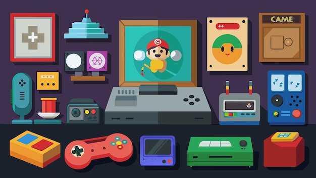 Vector a showcase of vintage gaming memorabilia from rare consoles to signed posters for collectors to