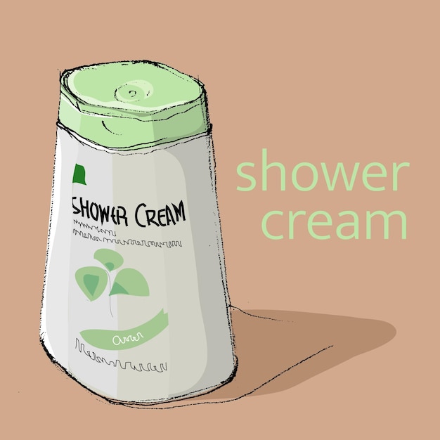 Vector shower cream drawing sketch pencil style