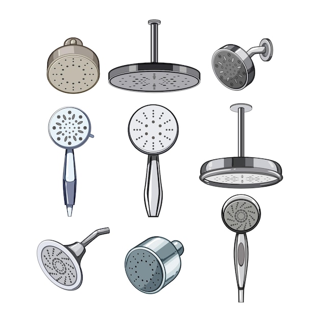 Vector shower head set cartoon vector illustration