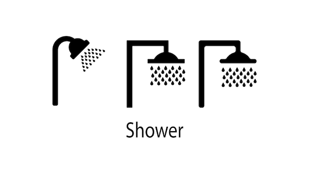 シャワーのイラストレーター 白い背景のバスタブのシルエット