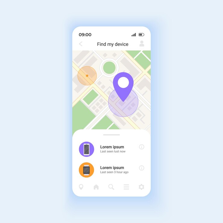 Vector showing phone location smartphone interface vector template