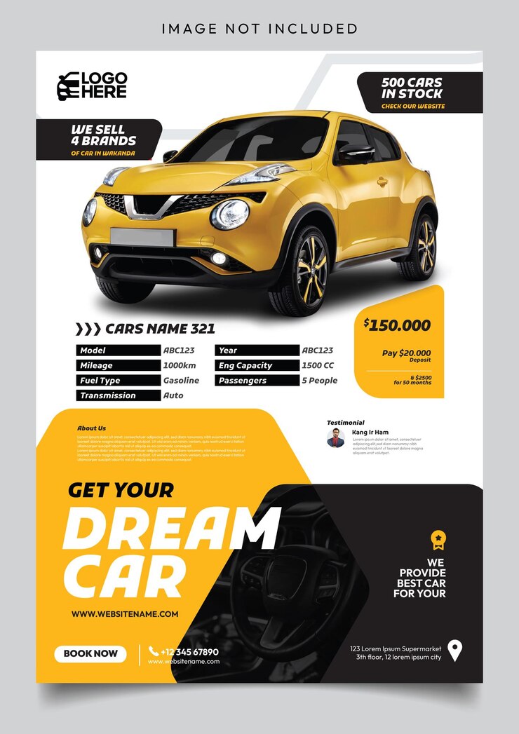Vector showroom car sales flyer template