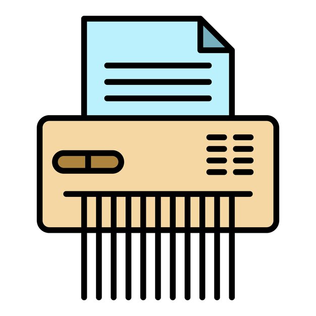 Shredder icon Outline shredder vector icon color flat isolated