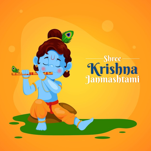 Shree krishna janmashtami banner design template