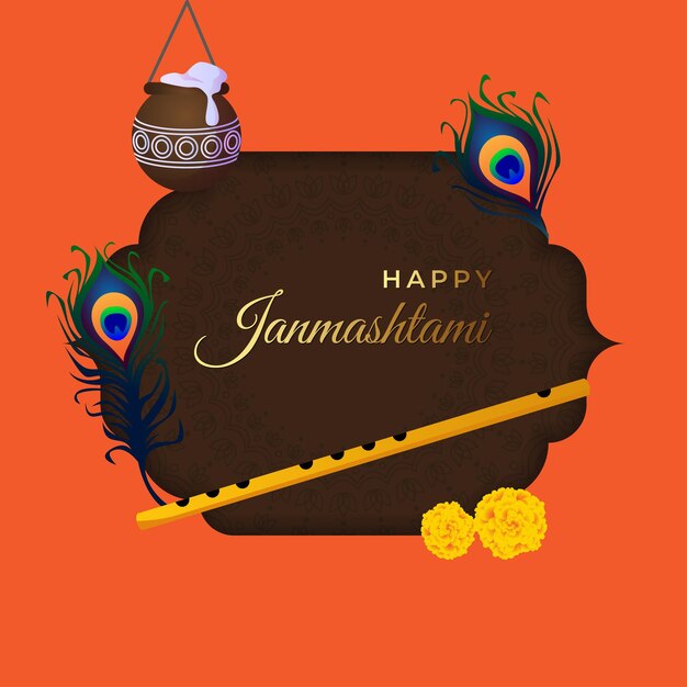 Shree Krishna Janmashtami kaart illustratie