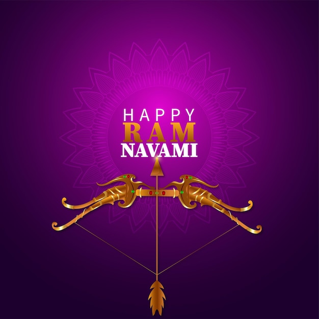 Vector shree ram navami greeting card with bow and arrow