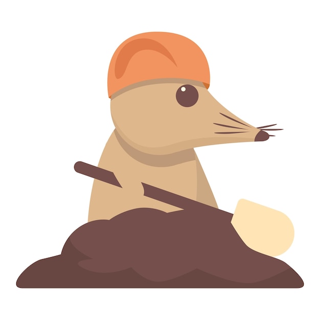 Vector shrew with shovel icon cartoon vector domestic animal mouse mammal