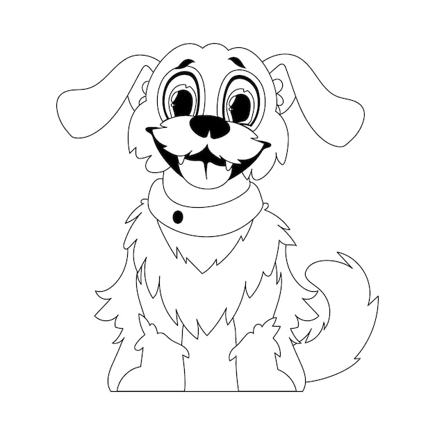 子供の塗り絵に例外的な促進形状の抜け目ない子犬漫画スタイルのベクトル図