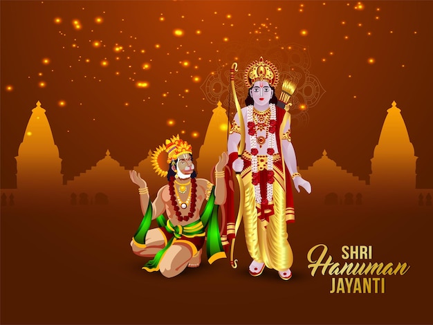 벡터 일러스트와 함께 Shri hanuman jayanti 축제