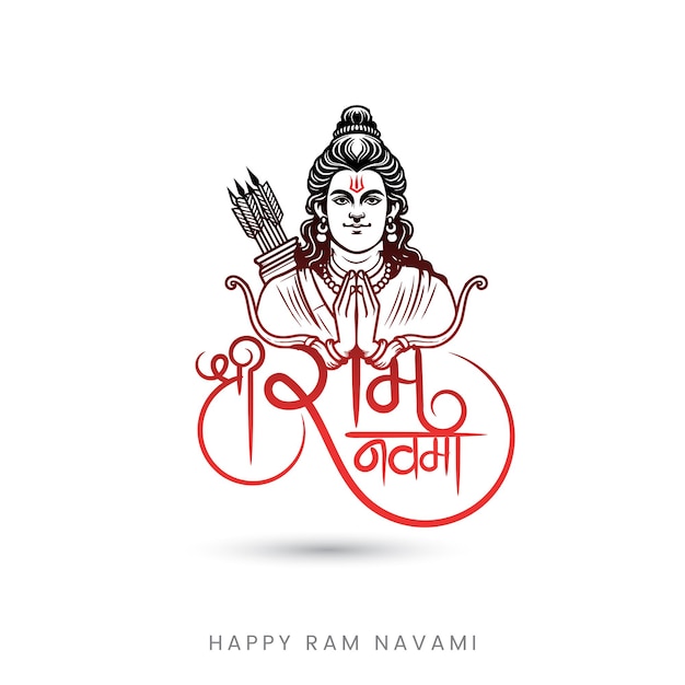 Shri Ram Navami festival begroeting met Hindi kalligrafie kunst