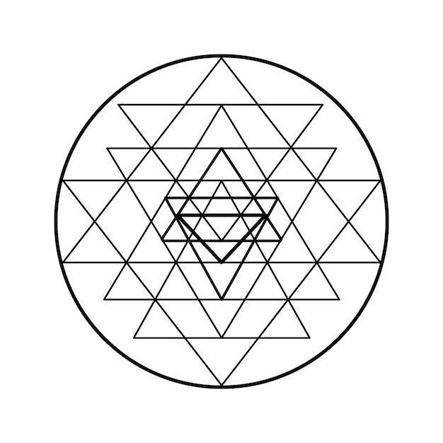 Shri Yantra 차크라 기호 우주 신비로운 다이어그램 신성한 기하학 벡터 일러스트 레이 션