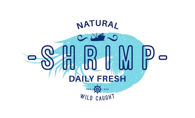 Креветки абстрактный дизайн этикетки, шаблон логотипа морепродуктов