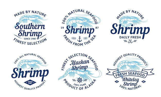 Shrimp logo and shrimp illustrations