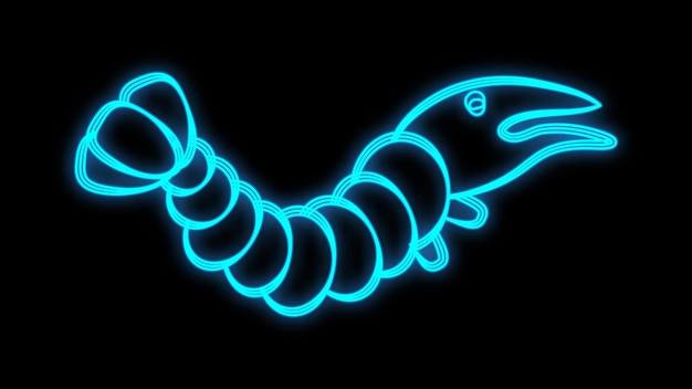 Vector shrimp neon light glowing vector illustration graphic sign bright with dark background