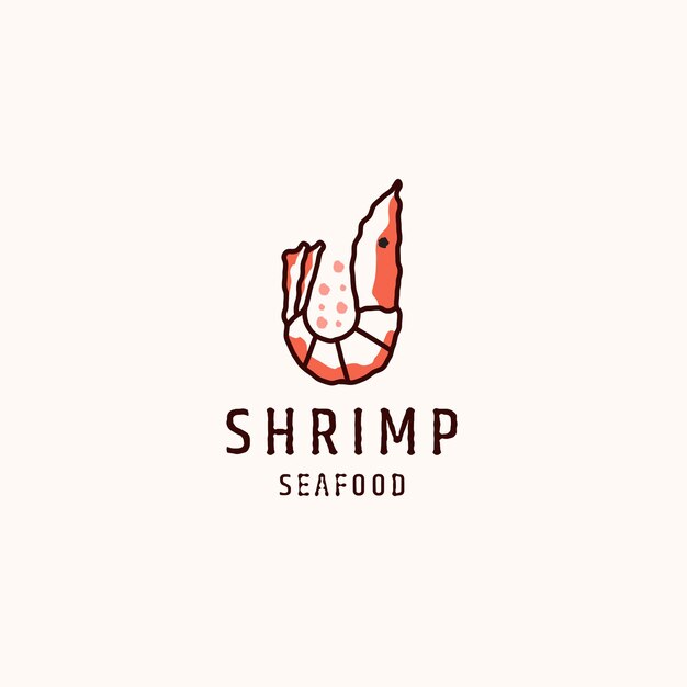 Shrimp seafood logo icon flat logo design template illustration