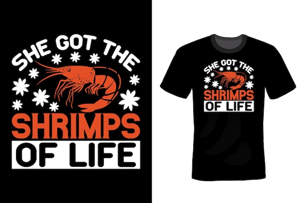 Shrimp T shirt design, typography, vintage