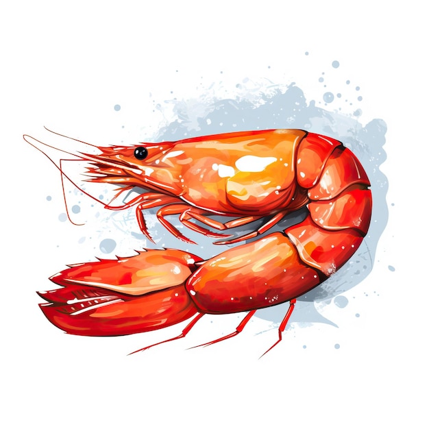 Vector shrimp vector flat geometric watercolor white background isolate