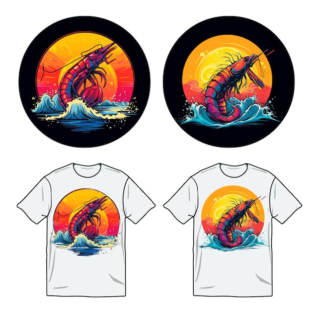 shrimp Watercolor vector t shirt design