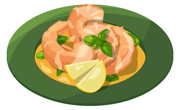 Икона мультфильма "Рыбные блюда" Приготовленные морепродукты с лимоном