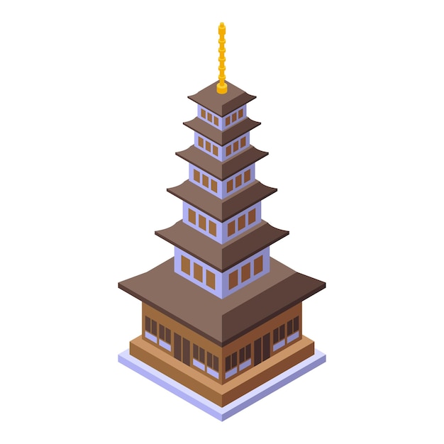 Shrine pagoda icon isometric vector Asian building City temple