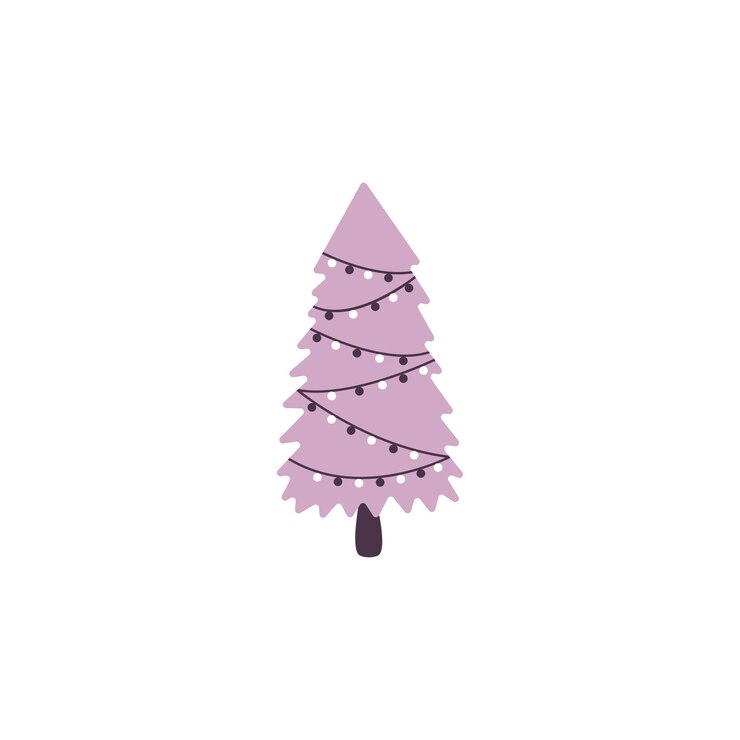 Vector shristmas trees vector simple flat illustration cute minimalism purple blue