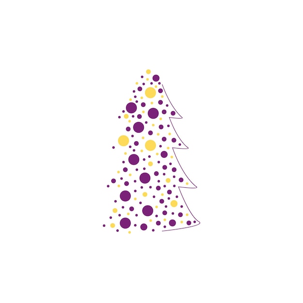 Shristmas trees vector simple flat illustration cute minimalism yellow purple