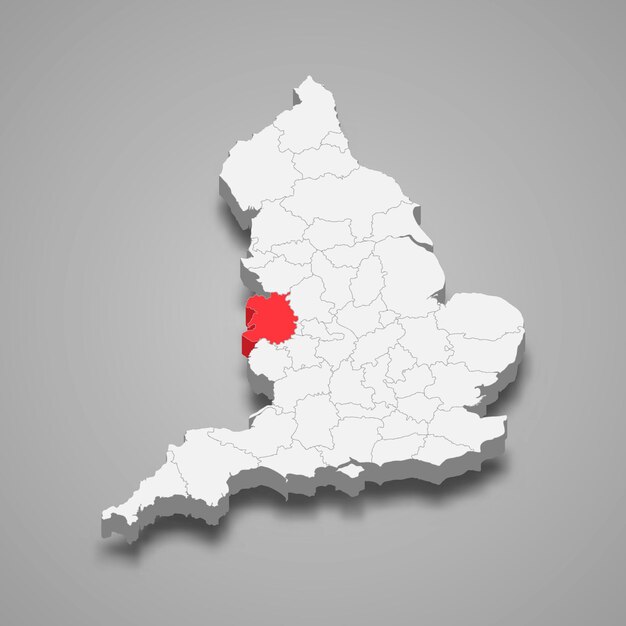 Vector shropshire county location within england 3d map