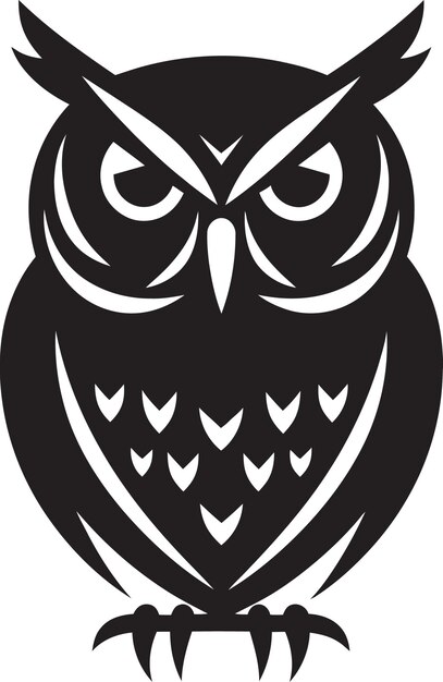 Vector shrouded majesty owl vector artnights emblem black owl illustration