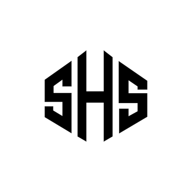 Дизайн логотипа SHS с буквой в форме многоугольника SHS дизайн логотипа в форме полигона и куба SHS шестиугольник векторный логотип шаблон белый и черный цвета SHS монограмма бизнес и логотип недвижимости