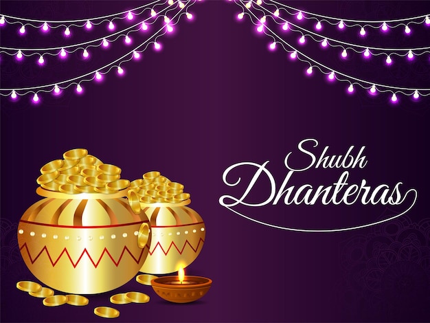 Banner o intestazione della celebrazione di shubh dhanteras