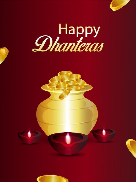 Vector shubh dhanteras indian festival celebration card