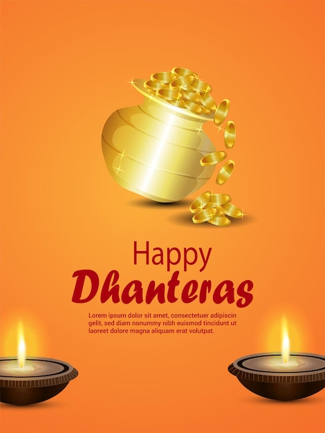 Shubh dhanteras indian festival celebration card