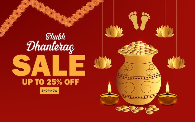 Design del banner di vendita di shubh dhanteras