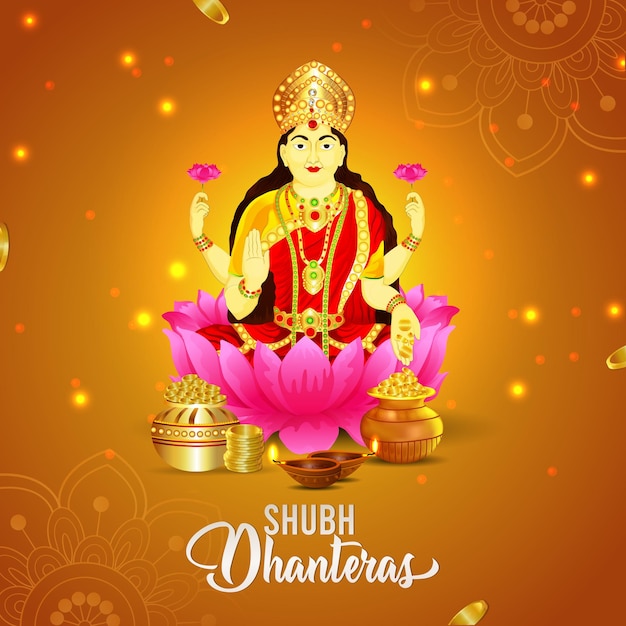 Shubh dhanteras viering wenskaart met vectorillustratie