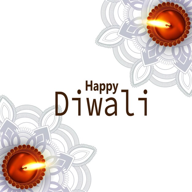 Vector shubh diwali celebration greeting card with diwali diya