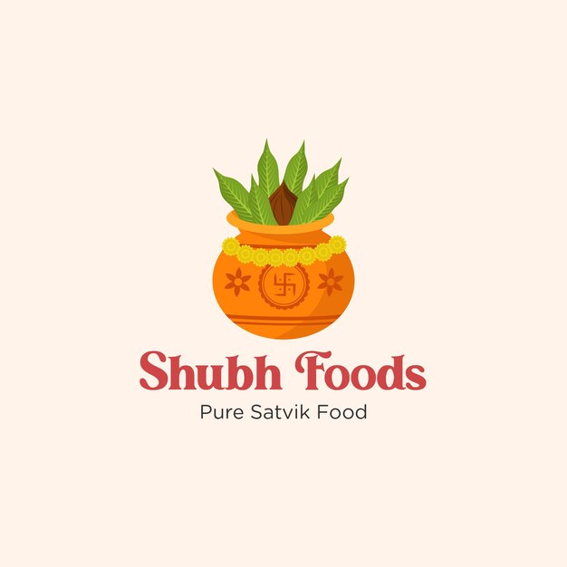 Vector shubh foods pure satvik food logo template