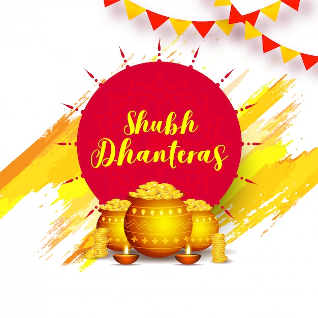 Shubh (happy) dhanteras дизайн иллюстрация