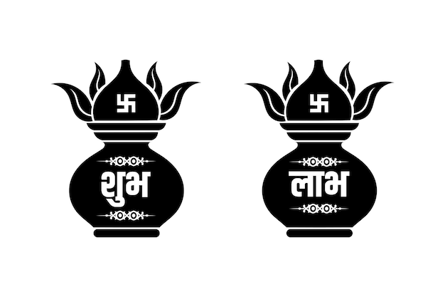 Shubh labh letters met kalash logo