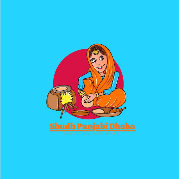 Shudh punjabi dhaba vector logo design