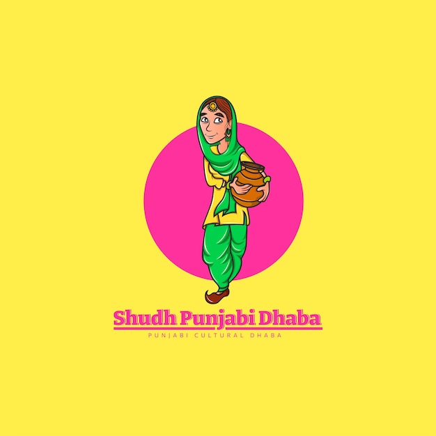 Shudh punjabi dhaba vector logo design