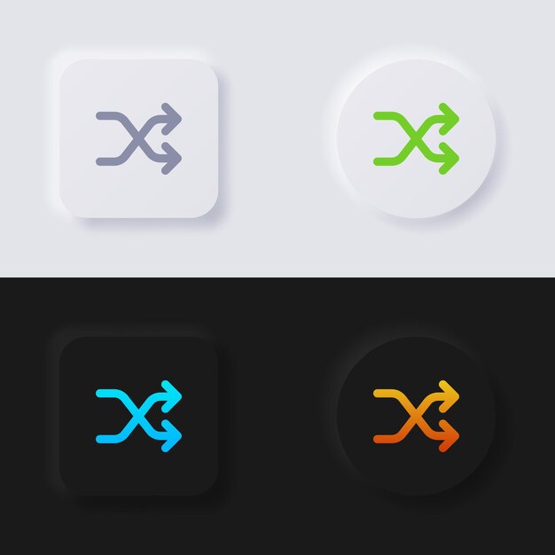 Shuffle button icon set Multicolor neumorphism button soft UI Design for Web design Application UI and more Button Vector