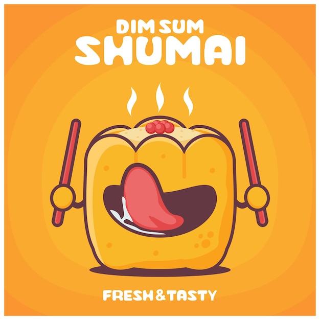 Shumai cartoon vectorillustratie van dim sum Chinees eten Aziatische keuken