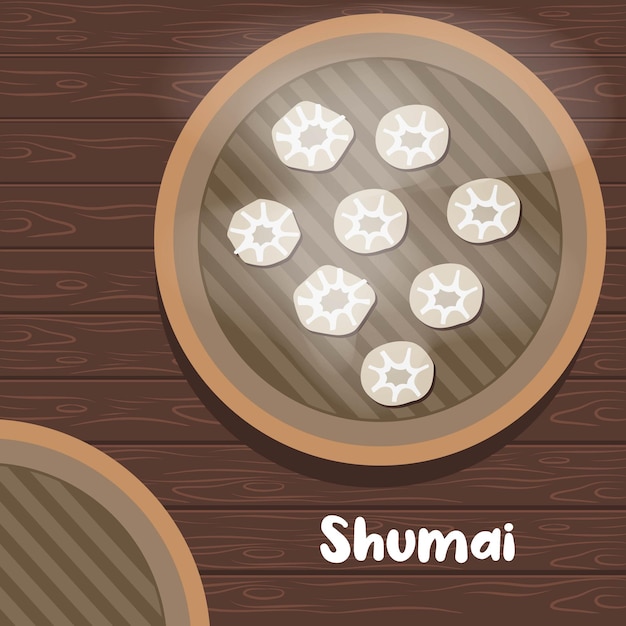 Shumai 플랫 스타일 일러스트 벡터 디자인