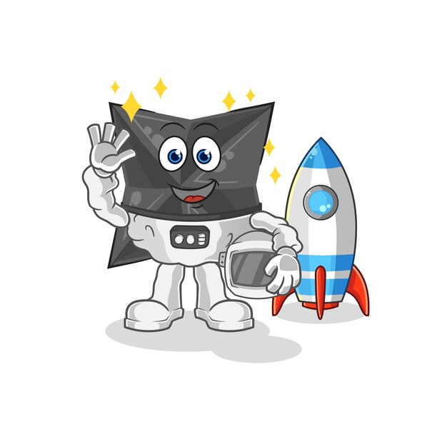 Shuriken astronaut waving character cartoon mascot vector