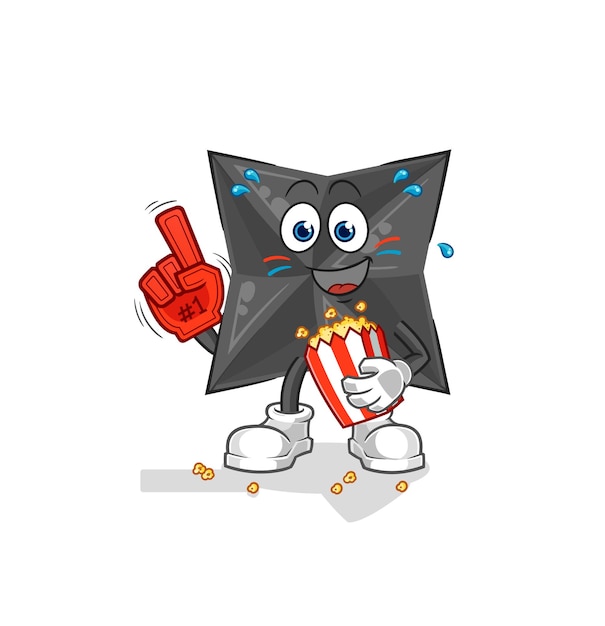 Shuriken fan with popcorn illustration character vector