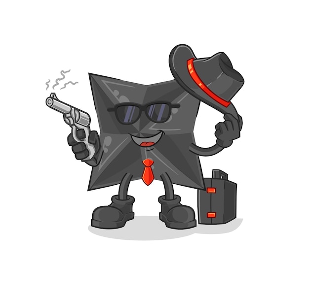 Shuriken mafia with gun character cartoon mascot vector
