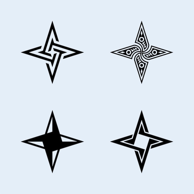 Vector shuriken stars pack vector with kinds of shape